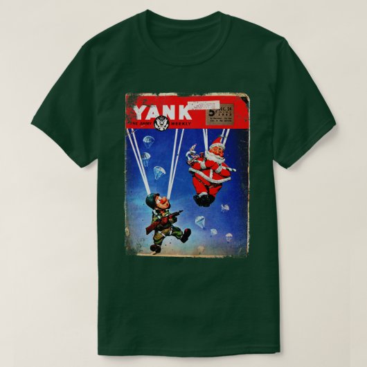Paratroops Santa Claus en Yank Magazine 1943 WOII T-shirt (Design voorkant)