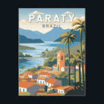 Paraty Brazilië Reizen Kunst Vintage Briefkaart<br><div class="desc">Paraty retro vector reisontwerp. Paraty is een klein stadje aan de Costa Verde,  tussen Rio de Janeiro en São Paulo.</div>