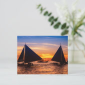 Paraw Sailing op zonsondergang |Phillipines Briefkaart (Staand voorkant)