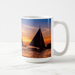 Paraw Sailing op zonsondergang  Phillipines Koffiemok