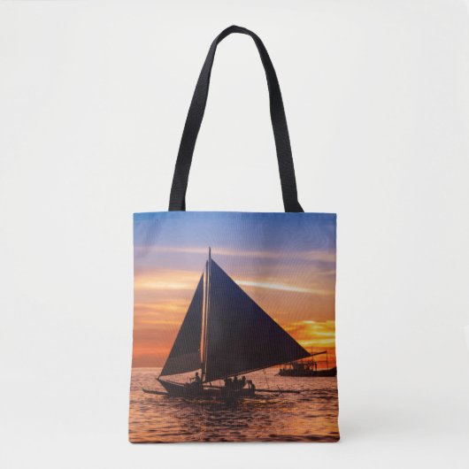Paraw Sailing op zonsondergang |Phillipines Tote Bag (Voorkant)