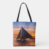 Paraw Sailing op zonsondergang |Phillipines Tote Bag (Achterkant)