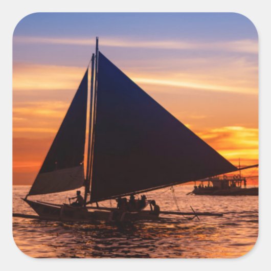 Paraw Sailing op zonsondergang |Phillipines Vierkante Sticker (Voorkant)