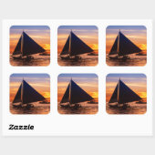Paraw Sailing op zonsondergang |Phillipines Vierkante Sticker (Vel)
