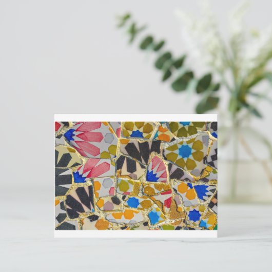 Parc Guell Ceramic Tegels in Barcelona, Spanje Briefkaart (Staand voorkant)