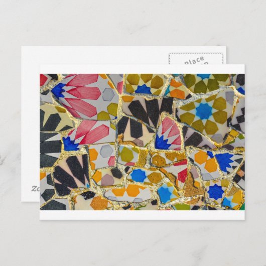 Parc Guell Ceramic Tegels in Barcelona, Spanje Briefkaart (Voorkant / Achterkant)