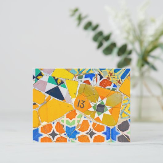 Parc Guell Ceramic Tegels in Barcelona, Spanje Briefkaart (Staand voorkant)