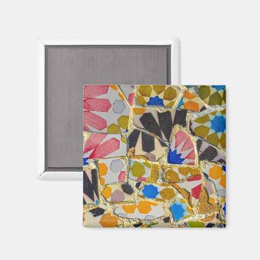 Parc Guell Ceramic Tegels in Barcelona, Spanje Magneet (Voorkant / Achterkant)