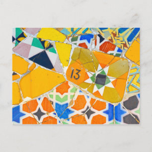 Parc Guell Ceramic Tiles in Barcelona, Spanje Briefkaart