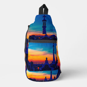 Parc Güell geïnspireerde reistas met schouderband  Sling Bag