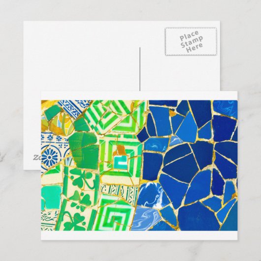 Parc Guell Groene Tegels in Barcelona Spanje Briefkaart (Voorkant / Achterkant)