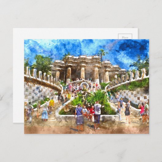 Parc Guell in Barcelona, Spanje Briefkaart (Voorkant / Achterkant)