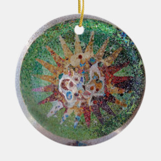 Parc Guell Mosaic Green en Rainbow Keramisch Ornament