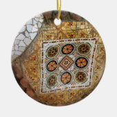 Parc Guell Mosaic Green en Sinaasappel Keramisch Ornament (Voorkant)