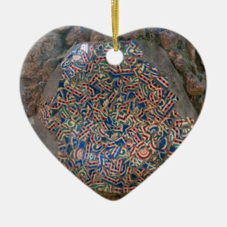 Parc Guell Mosaic Rainbow en Oranje Heart Keramisch Ornament