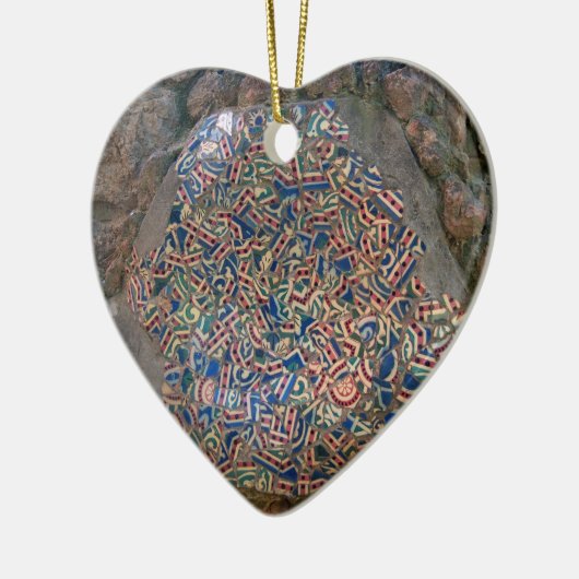 Parc Guell Mosaic Rainbow en Oranje Heart Keramisch Ornament (Links)