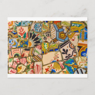 Parc Guell Tiles in Barcelona, Spanje Briefkaart