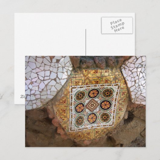 Parc Guell Yellow Mosaic Briefkaart (Voorkant / Achterkant)
