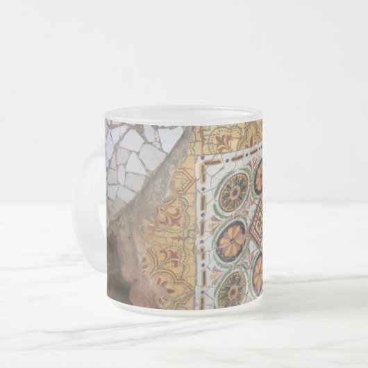 Parc Guell Yellow Mosaic Matglas Koffiemok (Voorkant links)