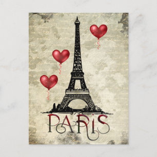 Parchement Parijs, Eiffel Tower en Red Balloons Briefkaart