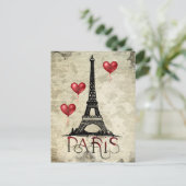 Parchement Parijs, Eiffel Tower en Red Balloons Briefkaart (Staand voorkant)