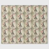 Parchement Parijs, Eiffel Tower en Red Balloons Cadeaupapier (Vlak)