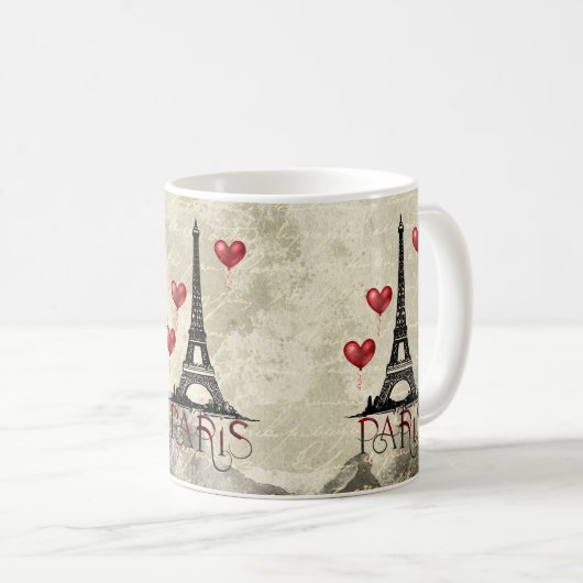 Parchement Parijs, Eiffel Tower en Red Balloons Koffiemok (Voorkant rechts)