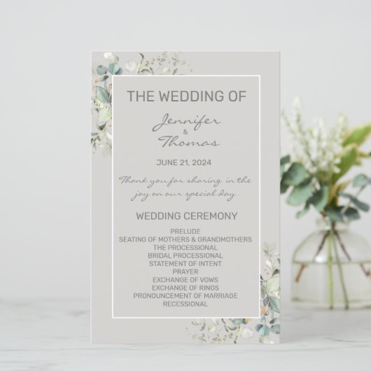 Parchment Color & Green Leaves Fan Program (Staand voorkant)