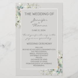 Parchment Color & Green Leaves Fan Program