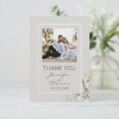 Parchment Color & Green Leaves Hartelijk dank Bedankkaart (Staand voorkant)