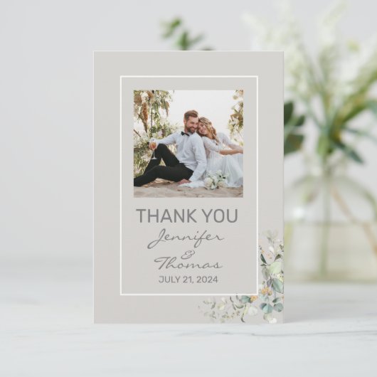 Parchment Color & Green Leaves Hartelijk dank Bedankkaart (Staand voorkant)