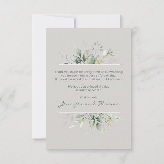 Parchment Color & Green Leaves Hartelijk dank Bedankkaart (Achterkant)