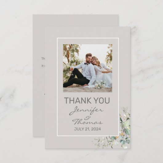 Parchment Color & Green Leaves Hartelijk dank Bedankkaart (Voorkant / Achterkant)