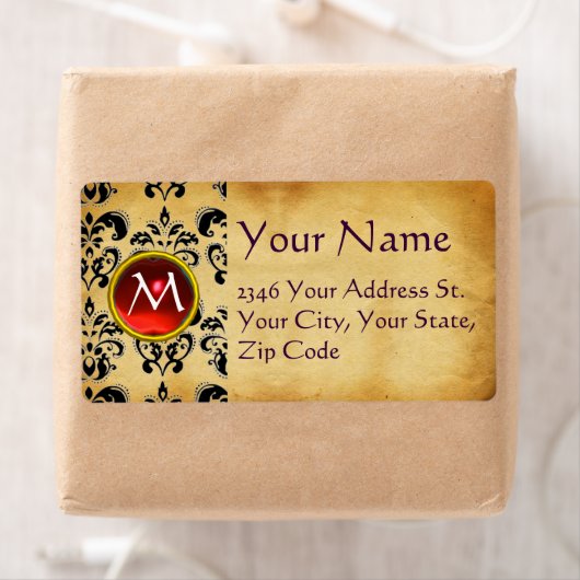 PARCHMENT DAMASK GEM ETIKET (Insitu)