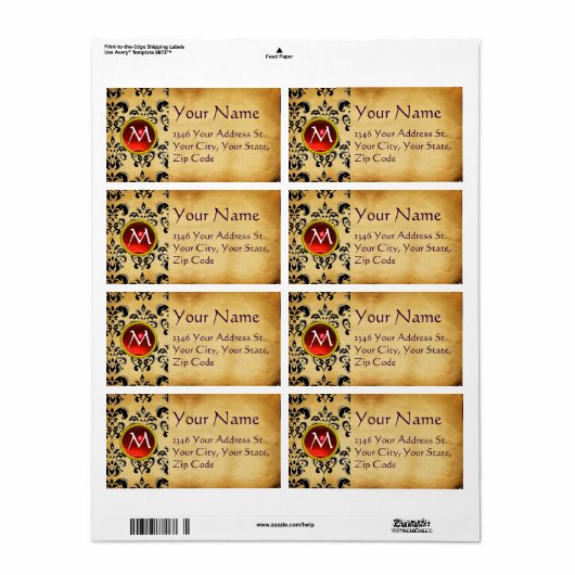 PARCHMENT DAMASK GEM ETIKET (Full Sheet)