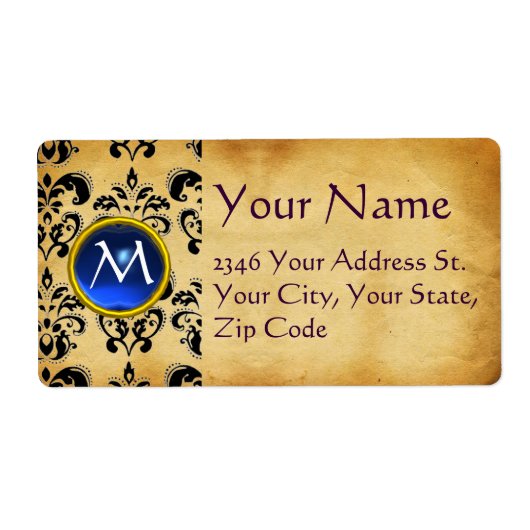 PARCHMENT DAMASK GEM ETIKET (Voorkant)