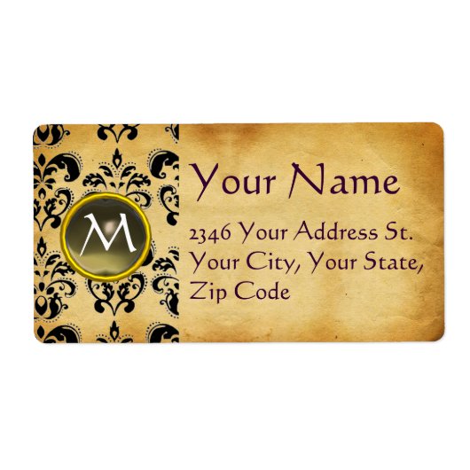 PARCHMENT DAMASK GEM ETIKET (Voorkant)