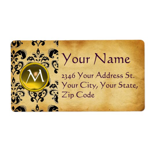 PARCHMENT DAMASK GEM ETIKET (Voorkant)
