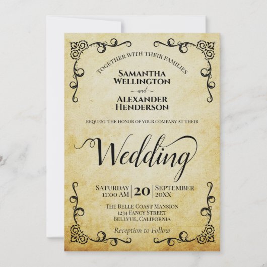  Parchment Elegant Calligraphy Wedding Kaart (Voorkant)