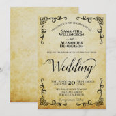 Parchment Elegant Calligraphy Wedding Kaart (Voorkant / Achterkant)