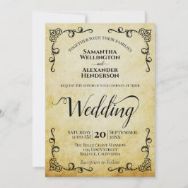 Parchment Elegant Calligraphy Wedding Kaart