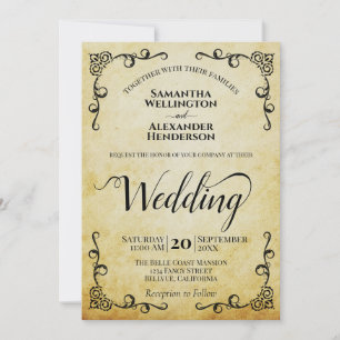 Parchment Elegant Calligraphy Wedding Kaart