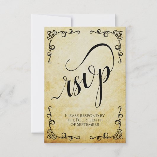 Parchment Elegant Calligraphy Wedding RSVP Kaartje (Voorkant)