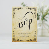 Parchment Elegant Calligraphy Wedding RSVP Kaartje (Staand voorkant)