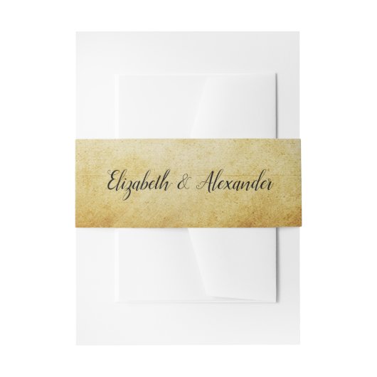 Parchment Elegant Calligraphy Wedding Uitnodigingen Wikkel (Voorkant Voorbeeld)