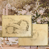  Parchment Elegant Script Tea Wedding Kaart