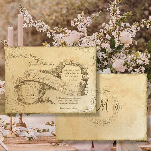  Parchment Elegant Script Tea Wedding Kaart