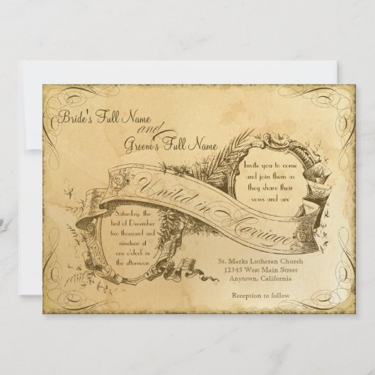 Parchment Elegant Script Tea Wedding Kaart (Voorkant)