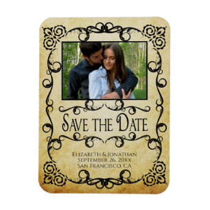 Parchment Elegant Wedding Save the Date Magneet