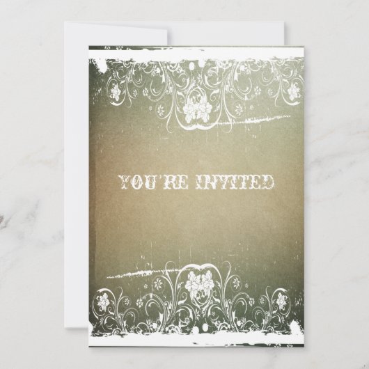 Parchment Grunge Lace Housewarming Invitation Kaart (Voorkant)